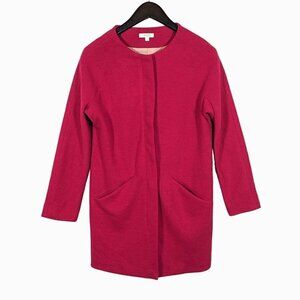 Jade Melody Tam Hot Pink Trench Coat Full Zip Wool Blend Jacket Stretch Size S